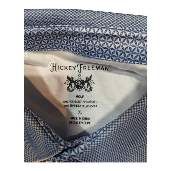 Hickey Freeman Golf Polo Shirt Mens XL Blue Geometric Print Short Sleeve NEW - Picture 4 of 8